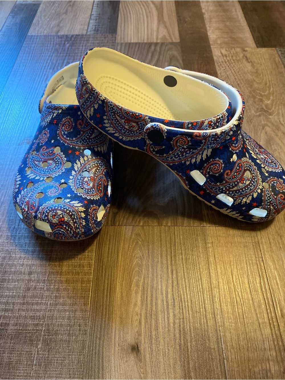 CROCS Navy Paisley Slip-On Clogs with White Interior Vera Bradly Edition
